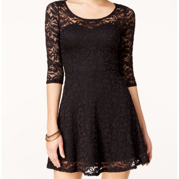 Material Girl Dresses & Skirts - NWT- Lace Illusion Skater Dress